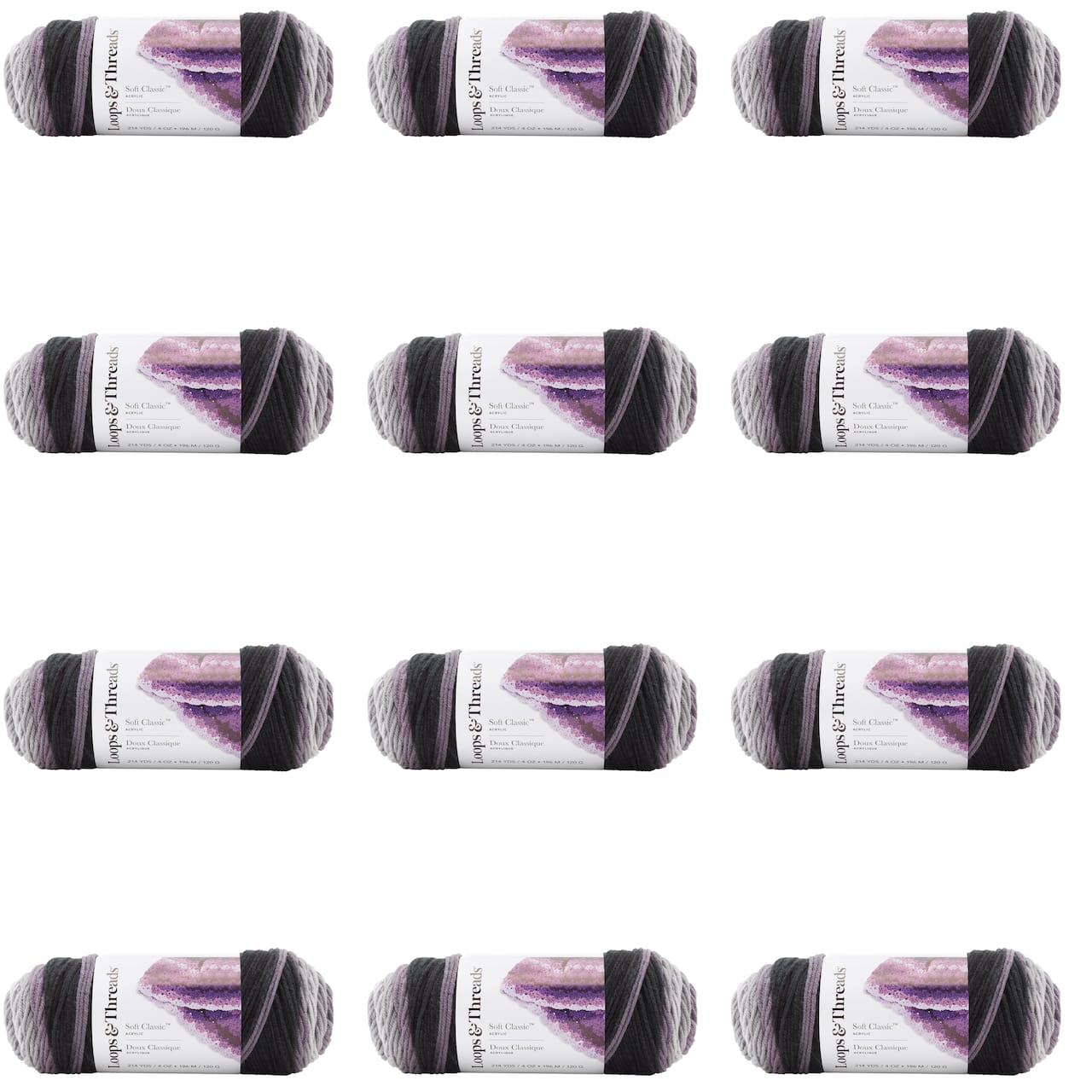 12 Pack: Soft Classic™ Ombre Yarn by Loops & Threads®